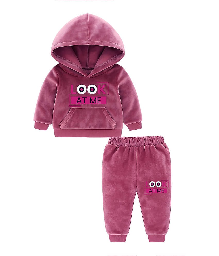 RBF84 Pack of 1 Baby Boys Velvet Sweatshirt & Trackpant Set ( Maroon )