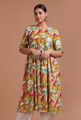 Multicolor Cotton Printed Dress-L
