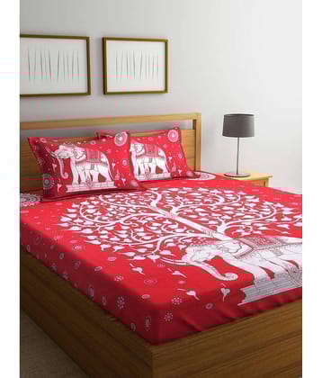 Uniqchoice Cotton 1 Double Bedsheet with 2 Pillow Covers ( Red )