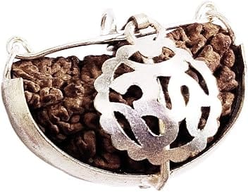 REAL SEED Ek Mukhi Rudraksha Original Certificate, One Face Rudraksha, Ek Mukhi Nepali Rudraksha, Natural Lab Certified in OM Shaped Silver Pendant Premium Nepali Bead