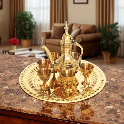 Brass Miniature Wine Set Toy | Vintage Collectible Kids Playing Set, Height : 4.4 Inch (ZMAS247 A)