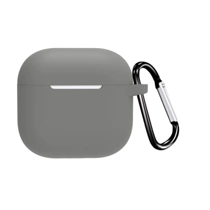 Valente Silicone Protective Case Compatible with AirPods 4 - Durable, Non-Slip Cover with Carabiner-Dark Grey