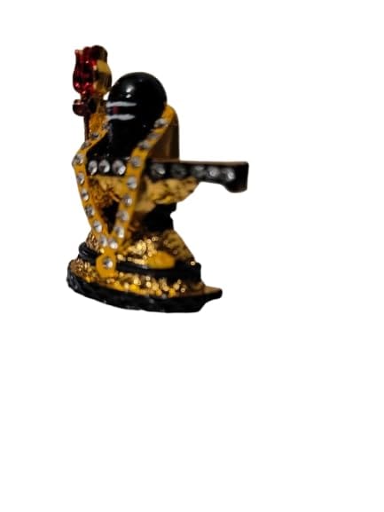 Patwari Arts Lord Shivling Car Dashboard Idol, Gold and Black, Crystal-Studded Decorative Statue.