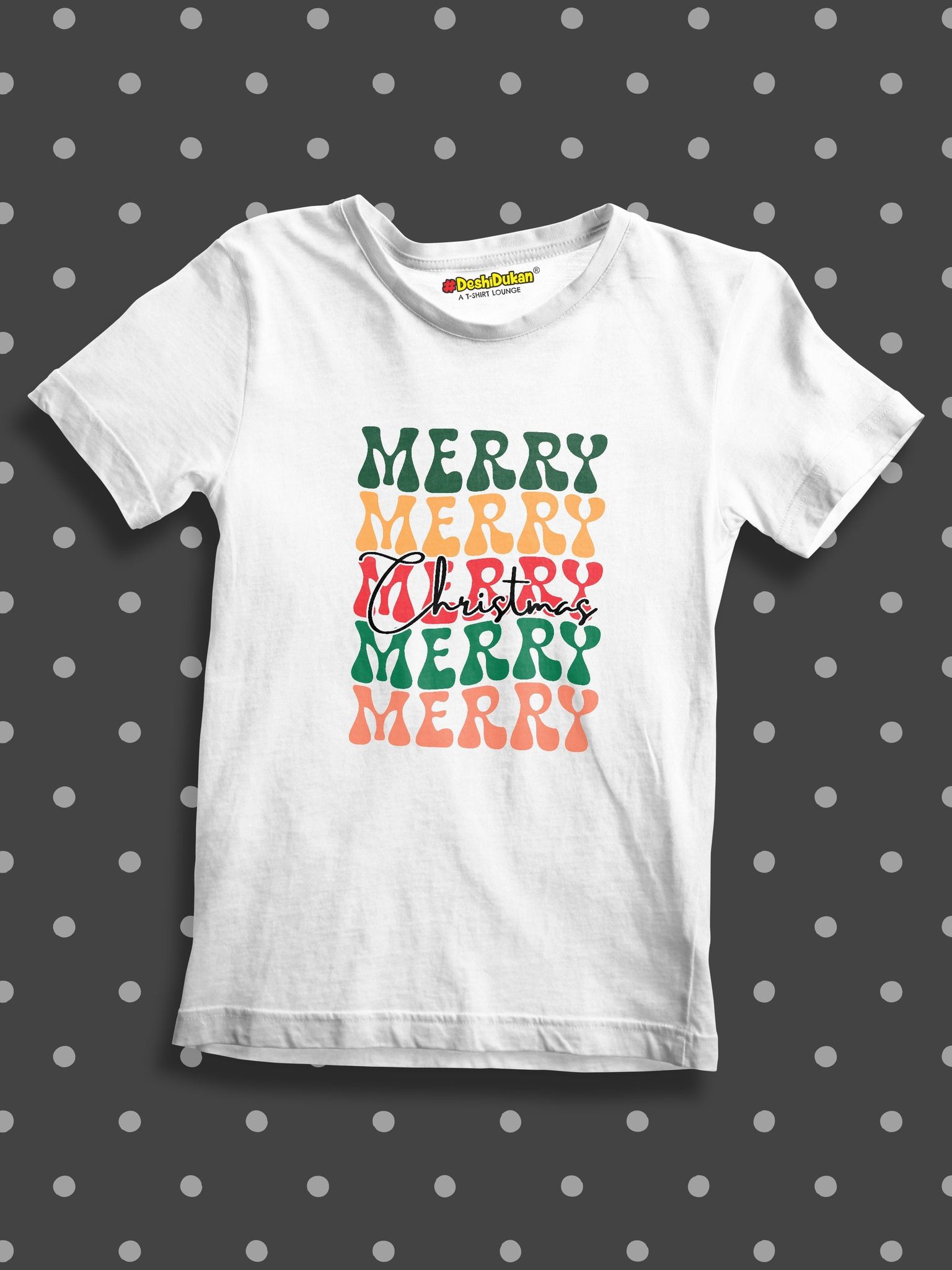 Merry Christmas Colorful font Kids T-shirt-White / 1-2 Year