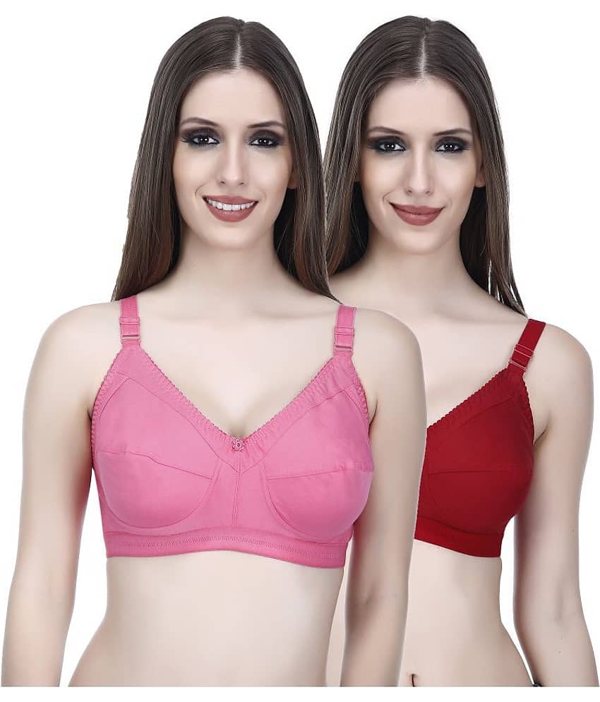Elina Pack of 2 Cotton Non Padded Women's T-Shirt Bra ( Multi Color )