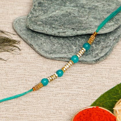 Designer Pearl Rakhi and Roli Chawal Pack