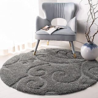 GALLERY HOME Silky Smooth Anti-Skid Shaggy Round Carpet with 2 inch Thickness (5 x 5 Round, Charcoal M2)