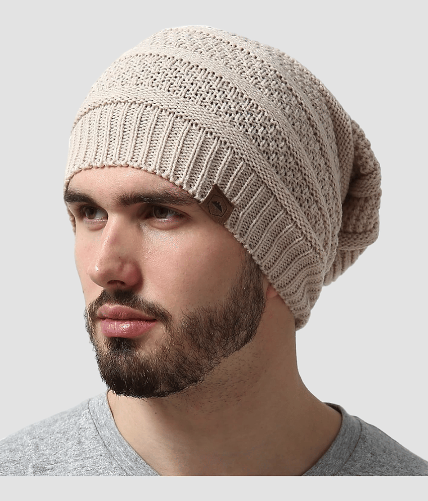 Paryag Beige Woollen Men's Cap ( Pack of 1 )