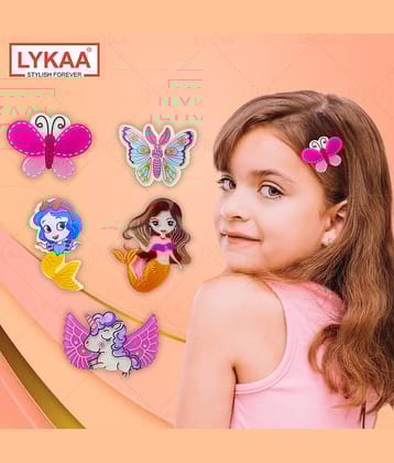 Lykaa Korean Baby Girls Hair Clips Unicorn Tic Tac Hair Pins Kids Hair Accessories - Pack of 5