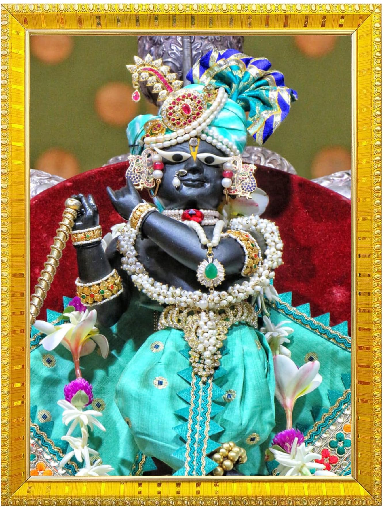 NOKKES Radha Raman Vrindavan Radha Raman Thakur Ji Photo Frames Religious Photo frame 5X7 Inch Photo Frame_QWW36