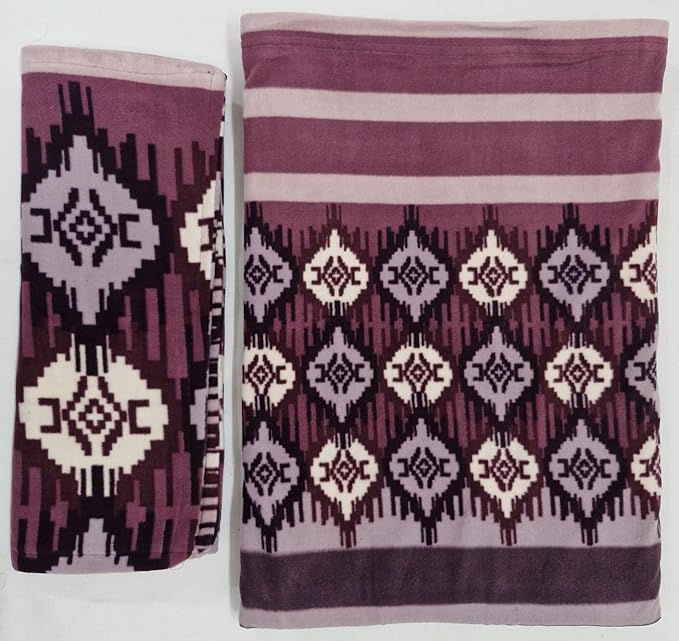 Geometric Pattern Polar Warm Single Bedsheet with Pillow one Cover,Size 70 inch X 90 inch
