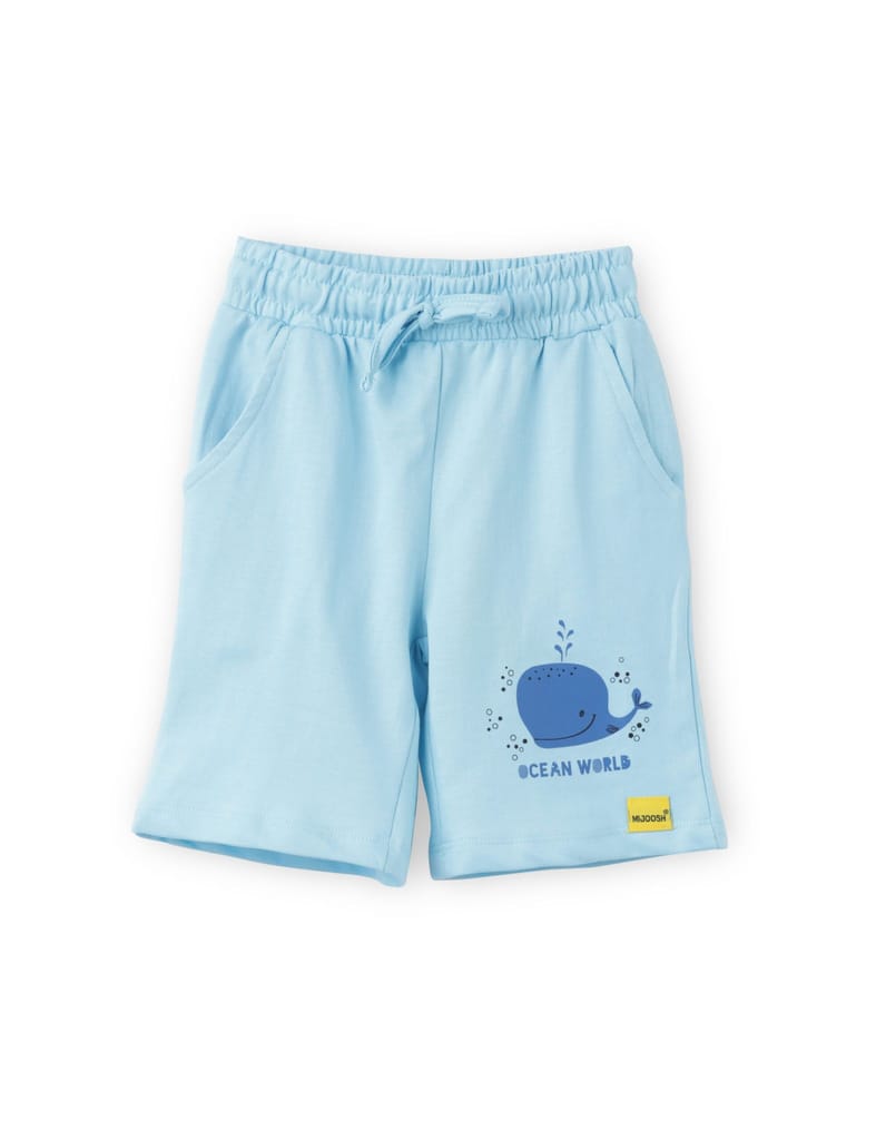Premium Kids Girls Shorts Cotton French Terry Atomizer Blue Baby Shark 2025 at ShopCircuit | OND