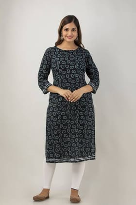 Women Printed Viscose Rayon A-line Kurta  (Black)