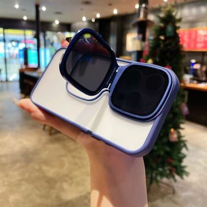 iPhone 15 Series Sunglasses Holder High Lens All-inclusive PC Anti-fall Protective Case-iPhone 15 Pro / Blue