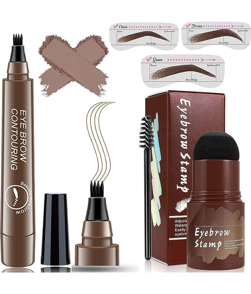 Adbeni Eyebrow Pencil & Hair Stamp Kit Brow Eyebrow Kit Brown Pack of 2 50 g