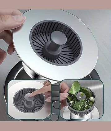 3 in 1 Kitchen Sink Drain Strainer - Stopper Set, Stainless Steel Kitchen Sink Stopper, Pop Up Anti-Clogging Sink Strainer Basket Filter