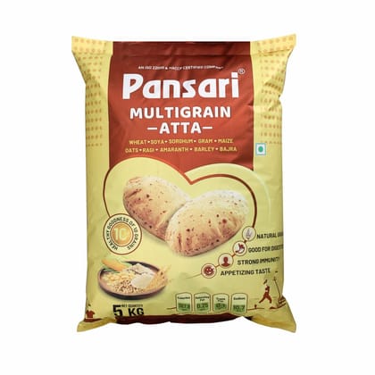 Pansari 100% Natural Multi-Grain Wheat Atta | 10 Grain Blend | Freshly Milled | No Preservatives | High Fiber & Nutrient-Rich Flour | Gut Health & Digestion Support | 5Kg