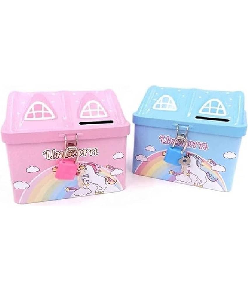 Eclet Metal Multicolor Others Piggy Bank ( Pack of 2 )