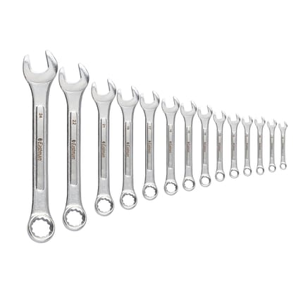 Eastman Combination Spanners - Recessed Panel, Kit-05-140M, Chrome Vanadium Steel, Chrome Plated Set of 14 pcs, Ring Spanner Set Wrench Set Tools (E-2005)