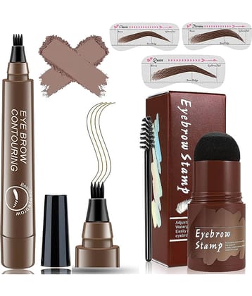 Adbeni Eyebrow Pencil & Hair Stamp Kit Brow Eyebrow Kit Brown Pack of 2 50 g