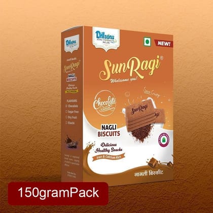 SunRagi Nagli Chocolate Biscuit (150g) | Ragi Cocoa Tea-Time Cookies | Family Snack Pack