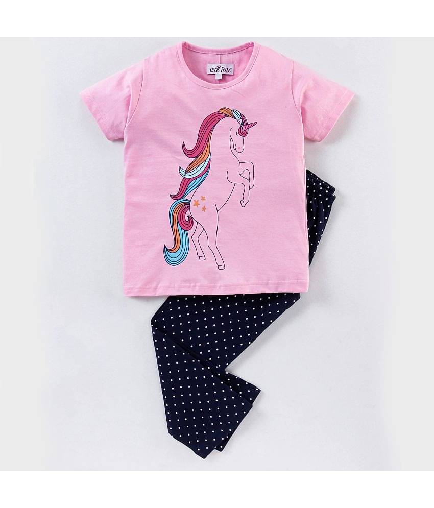 Nite Flite Pack of 1 Girls Cotton Nightsuit Set ( Multicolor )