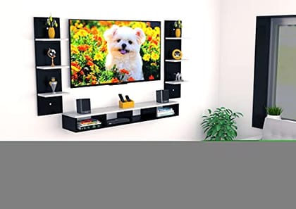 DAS Bolivar High Strength & Durable Engineered Wood TV Entertainment Unit Stand Set Top Box Stand for Living Room Black & White Large (Ideal for up to 55") Screen DAS Bolivar High Strength & Durable Engineered Wood TV Entertainment Unit Stand Set Top Box Stand for Living Room Black & White Large (Ideal for up to 55") Screen