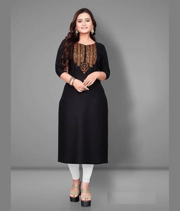 Rangrasiya - Black Rayon Women's Straight Kurti ( Pack of 1 )
