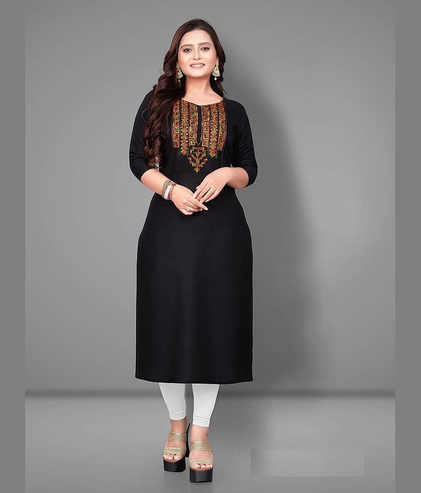 Rangrasiya - Black Rayon Women's Straight Kurti ( Pack of 1 )