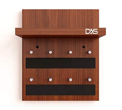 DAS Wall Mounted Home Décor Key Chain Holder/Organizer Key Hooks with Wall Shelf Display Rack Classic Walnut (8 Knobs)- Larose DAS Wall Mounted Home Décor Key Chain Holder/Organizer Key Hooks with Wall Shelf Display Rack Classic Walnut (8 Knobs)- Larose