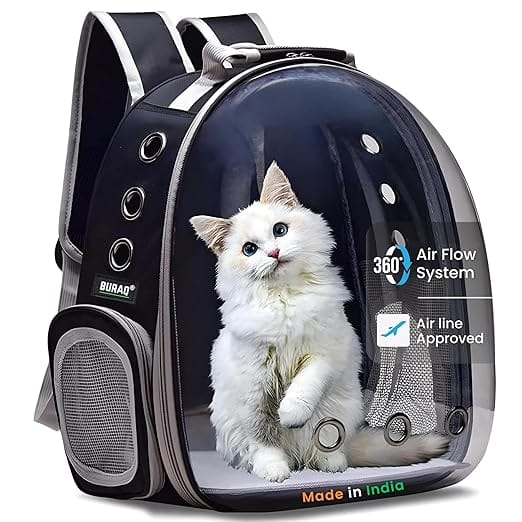 Astronaut Pro Pet Carrier Backpack – Transparent, Ventilated & Airline-Approved Cat Bag-BLACK
