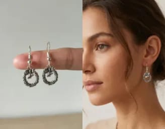 ANTIQUE SILVERWREATH EARRINGSWITH BOW DETAIL