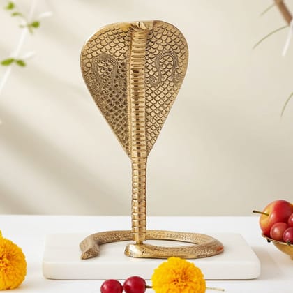 Brass Shivling Naga Statue � Temple Pooja Snake Ornament, Height : 11.5 Inch (ZMAS299 H)