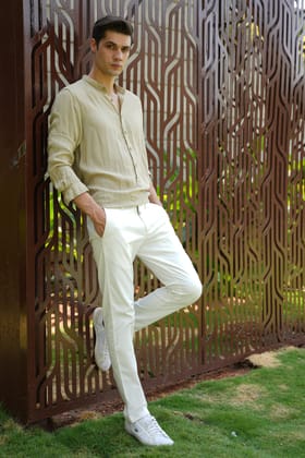 River - Viscose Linen Kurta - Green-M-40 / GREEN