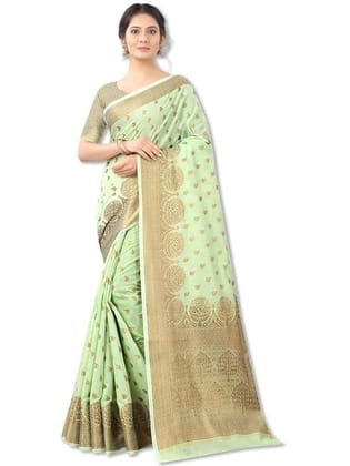 Womens Silk Cotton Golden Zari Rich Pallu Banarasi Saree Womens Silk Cotton Golden Zari Rich Pallu Banarasi Saree