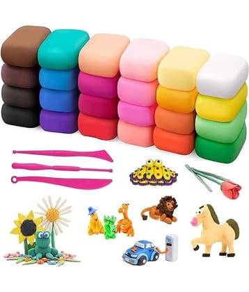 ECLET (Pack of 12) Air Dry Clay, Colorful Children Soft Clay, Creative Art Crafts, Gifts for Kids-Multi Color. Non-Toxic Modeling Magic Fluffy Foam Bouncing Clay Putty Kit for Kids with Tools .135