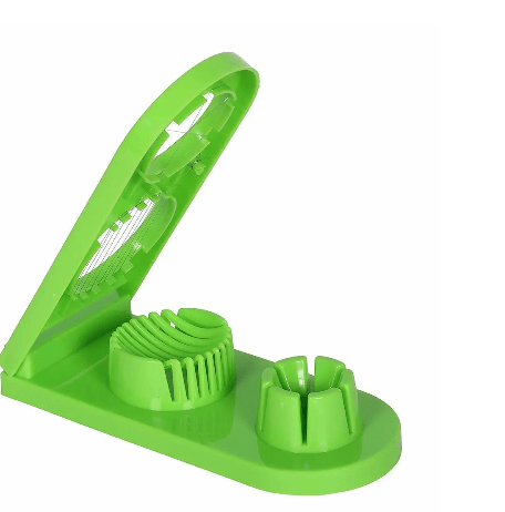 2 in 1 Double Cut Boiled Egg cutter with stainless steel wire for easy slicing of boiled eggs.