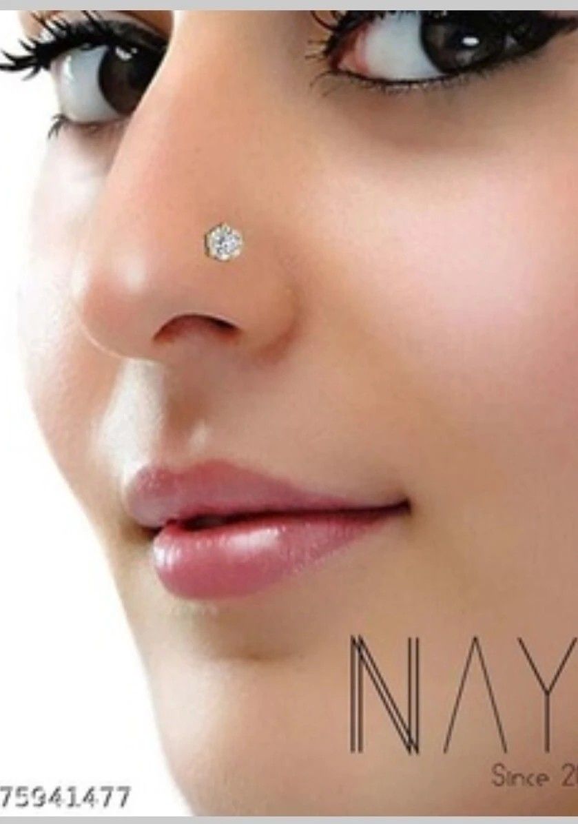 Renu Creation Nose Pin Stone Design Silver Nose Pin Stud Diamond Piercing Nose Stud for Women And Girls