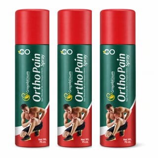 (Pack of 3 | Greenblosum Ortho Pain Spray with Oil of Wintergreen Menthol, Rapid Effective Relief, 75 ml