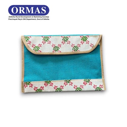 Blue White Floral Jute File Folder