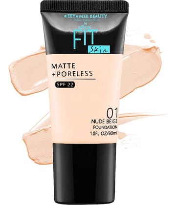 Adbeni Fit Skin Matte+Poreless Foundation SPF-22 30ml | Nude Beige (01)
