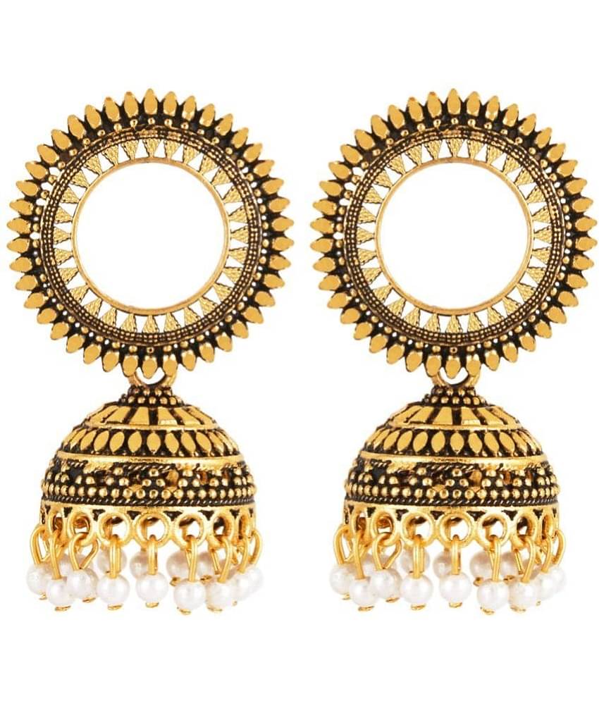 FASHION FRILL - Gold Jhumki Earrings ( Pack of 1 )