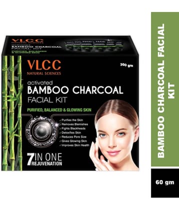 Vlcc Activated Bamboo Charcoal Facial Kit Balanced &Glowing Skin , 60G