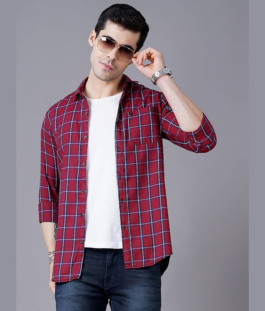 Paul Street - Red Cotton Slim Fit Men's Casual Shirt ( Pack of 1 )