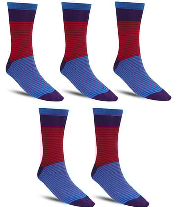 Dollar - Cotton Men's Striped Blue Full Length Socks ( Pack of 5 )