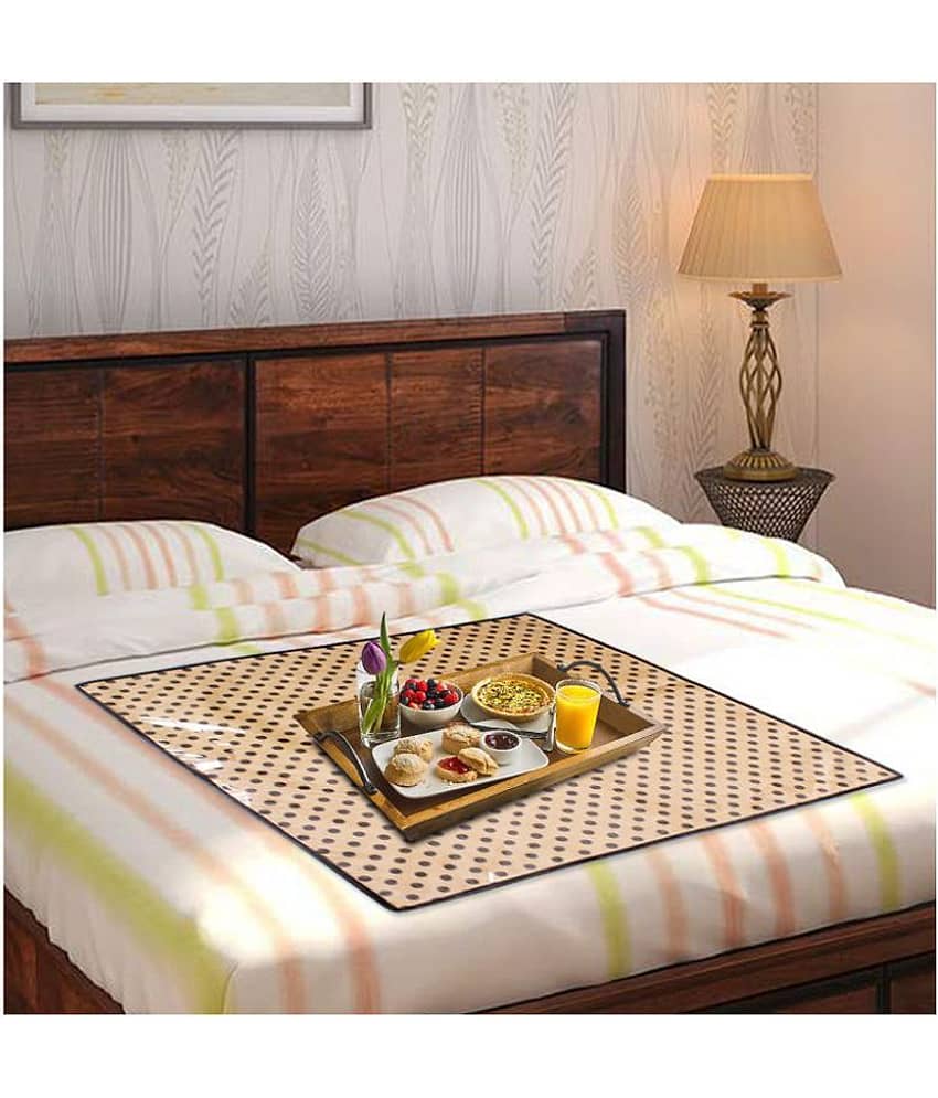 PrettyKrafts Bed Server for Home or Travel Purpose, Food Mats, Bedsheet Protector, Good for 2 Pax, Small Size, Polka Beige