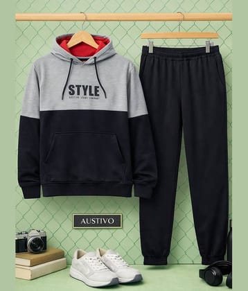 AUSTIVO Black Cotton Blend Regular Fit Men's Tracksuit ( Pack of 1 )