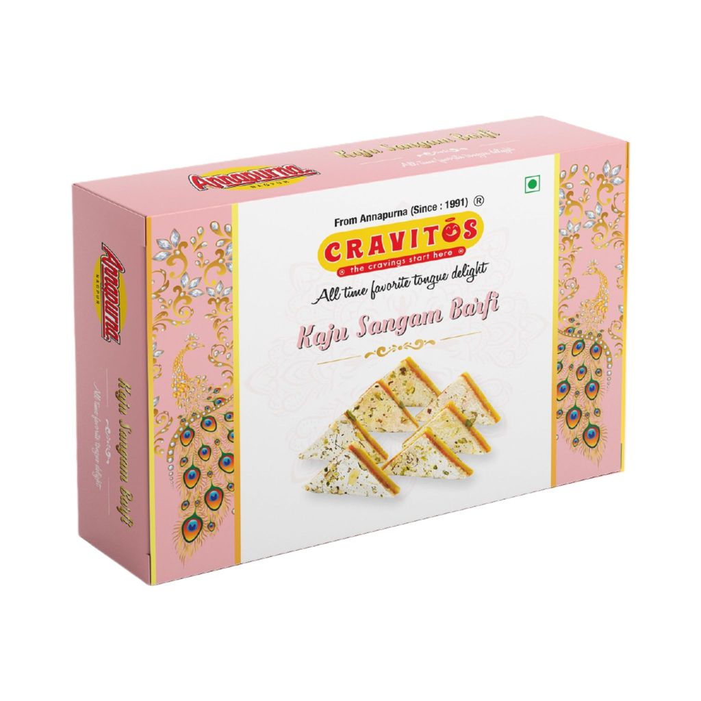 Cravitos Kaju Sangam Burfi | Premium Kaju Barfi Made with Finest Cashews | Handcrafted Indian Mithai | Traditional Sweet | 250g