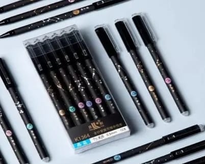 BREEPREE Erasable Gel Pen Star Zodiac with Magic Wipe Eraser  0.5 mm, Blue Ink, Pack of 6