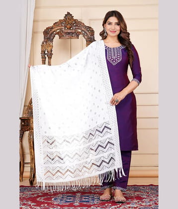 EXPORTHOUSE Silk Blend Embroidered Kurti With Pants Women's Stitched Salwar Suit - Wine ( Pack of 1 )
